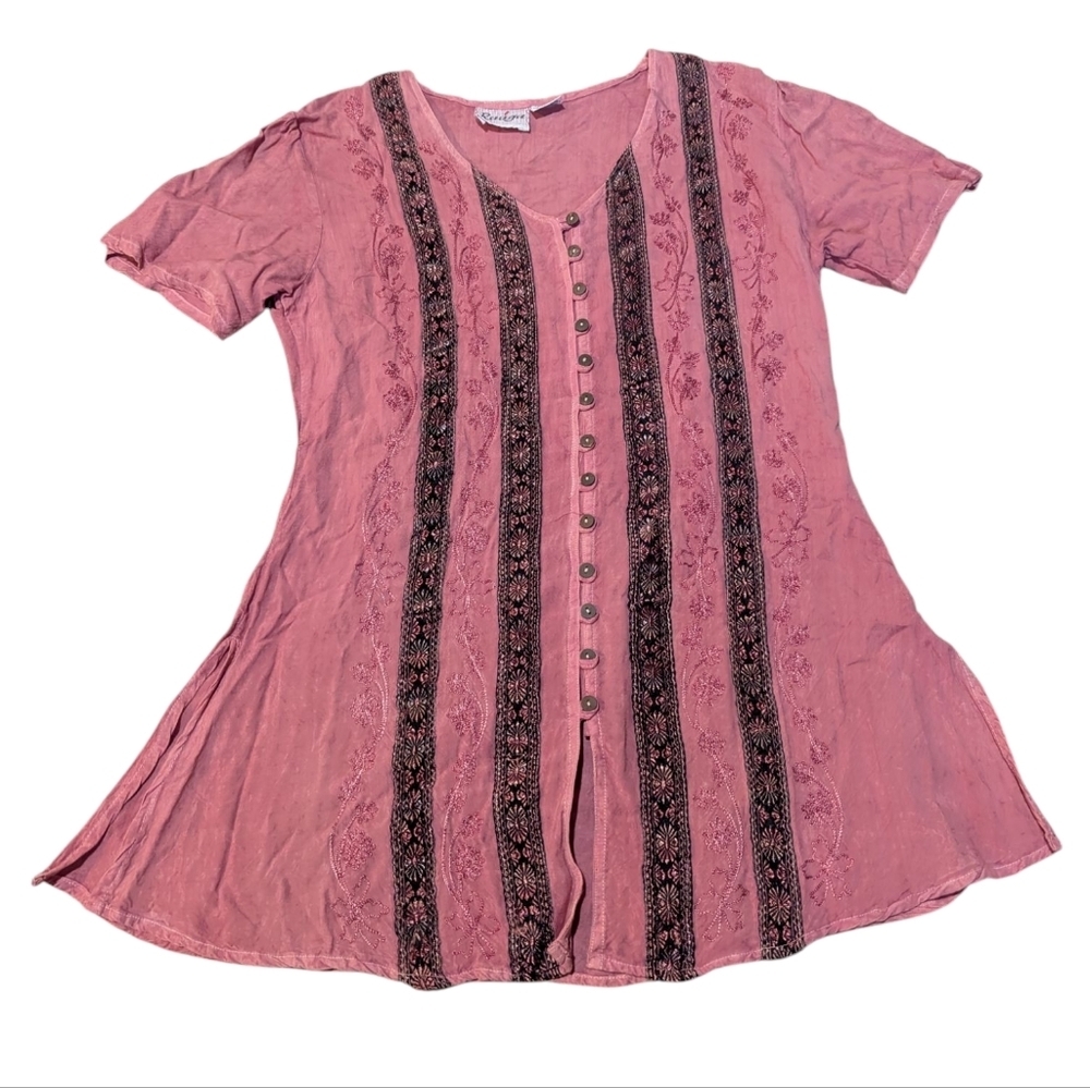 Raaga Embroidered Tunic Dress Boho Retro Vintage OS